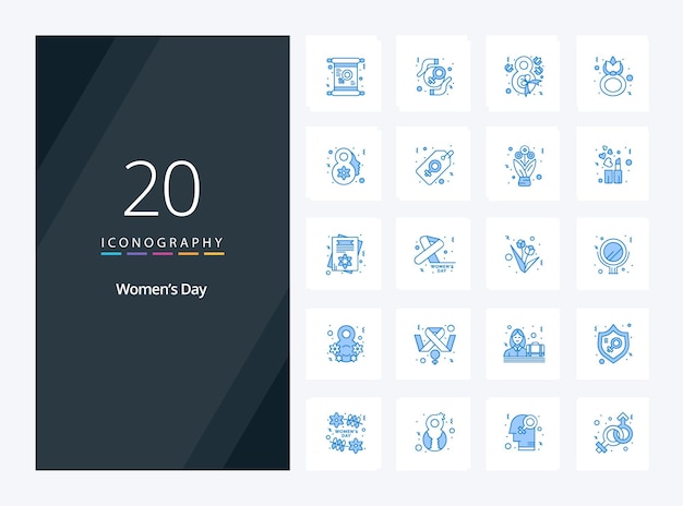 20 Womens Day Blue Color-pictogram voor presentatie