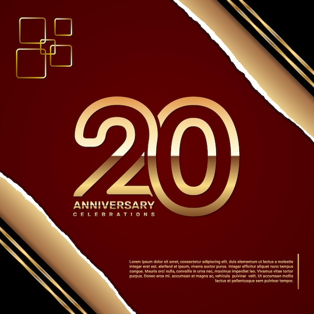 20 year anniversary design template with gold number vector template illustration