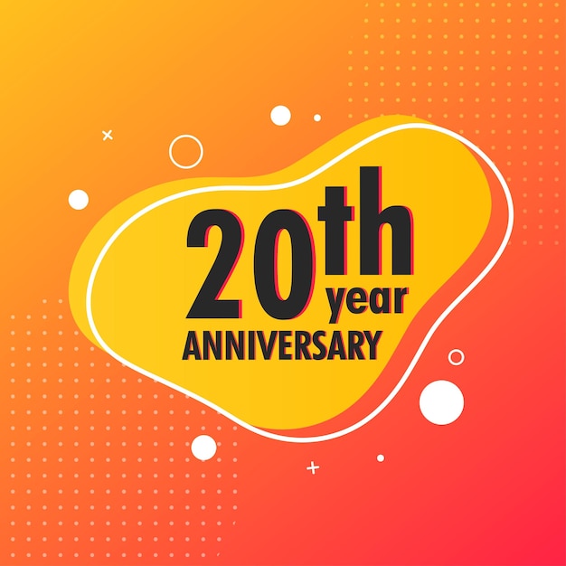 20 Year Anniversary Vector Template Design Illustration. modern lettering yellow background vector