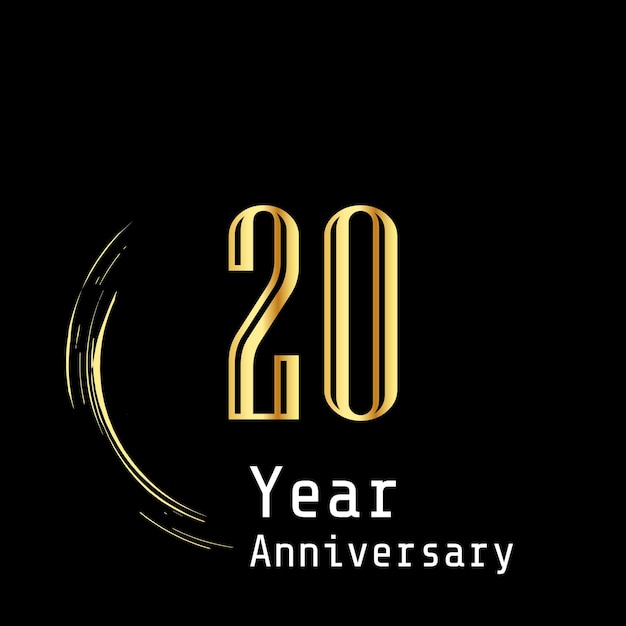 20 anni anniversario celebrazione oro sfondo nero colore vettore modello design illustrazione