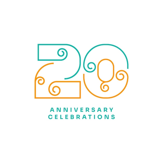 Vettore concetto del logo delle celebrazioni del 20° anniversario