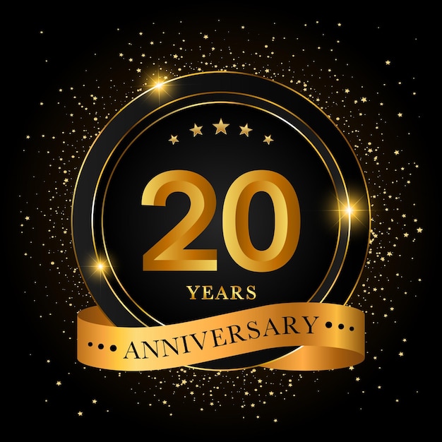 20 Years Anniversary Golden anniversary celebration template design Vector illustrations