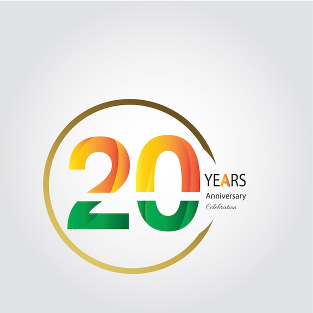 20 anni anniversario d'oro. modello di anniversario per web, gioco, poster creativo, opuscolo, volantino, rivista, biglietto d'invito - vector