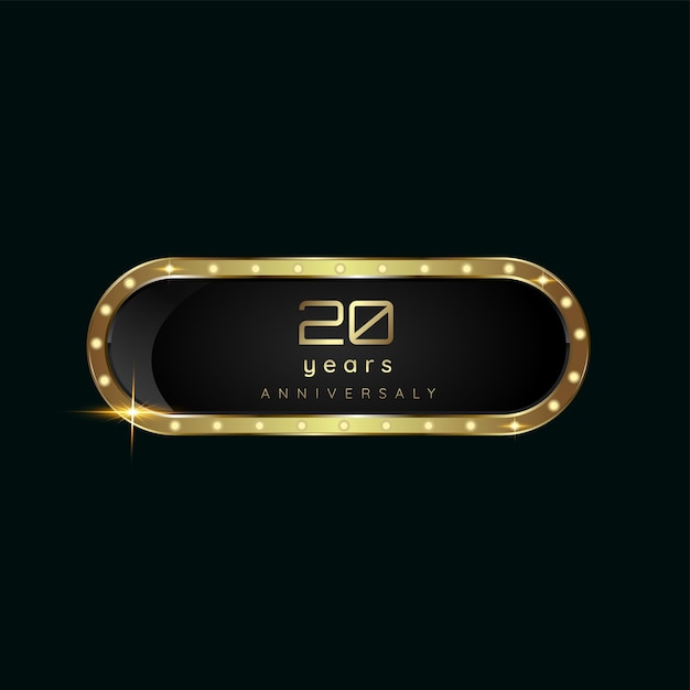 20 years celebration Golden buttons and premium banner on dark background use for as luxury button