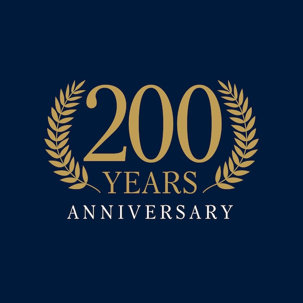 Logotipo di lusso di 200 anni. congratulandosi con il numero 200 incorniciato da palme. icona del 200° anniversario.