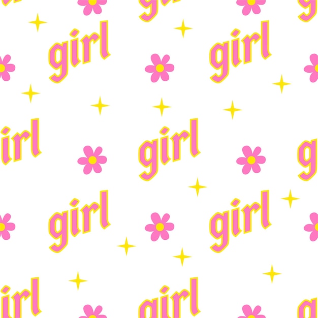 2000 vibe seamless pattern. Sticker girly y2k vibe pattern. Retro 00's concept wallpaper