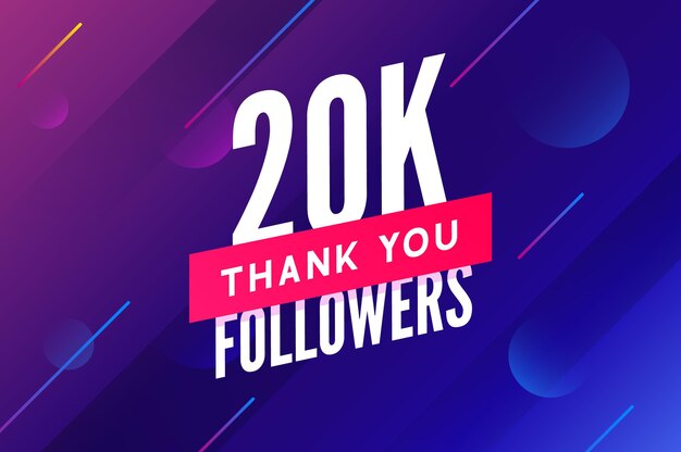 20000 followers vector Greeting social card thank you followers