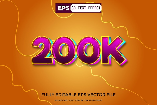 Vector 200k 3d bewerkbaar teksteffect