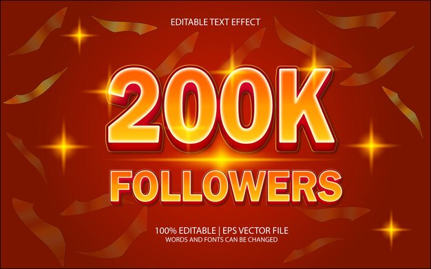 200K followers thank you illustration with golden text