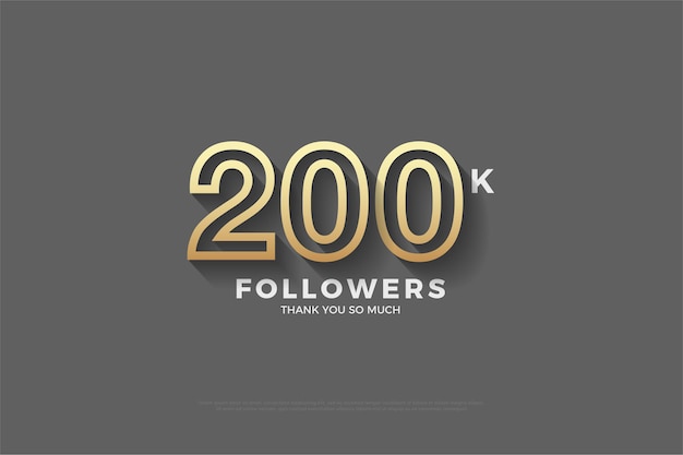 200k followers with brown edged striped numbers.