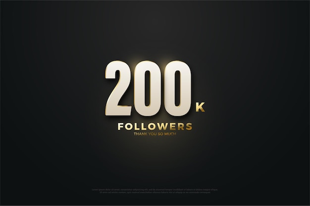 200k followers with numbers and light effects.