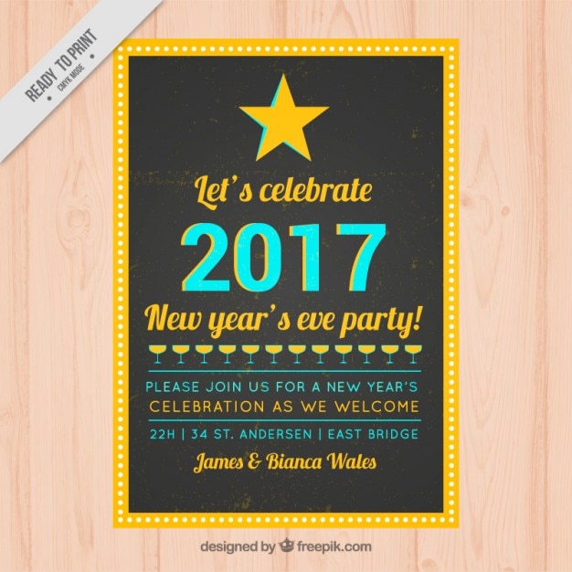 2017 party poster in retro style