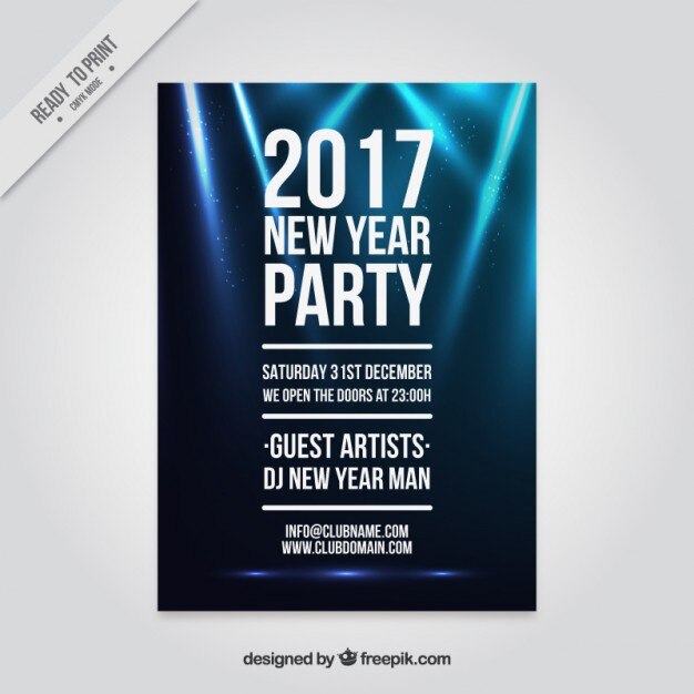 ライトが付いている2017年のパーティーのポスター