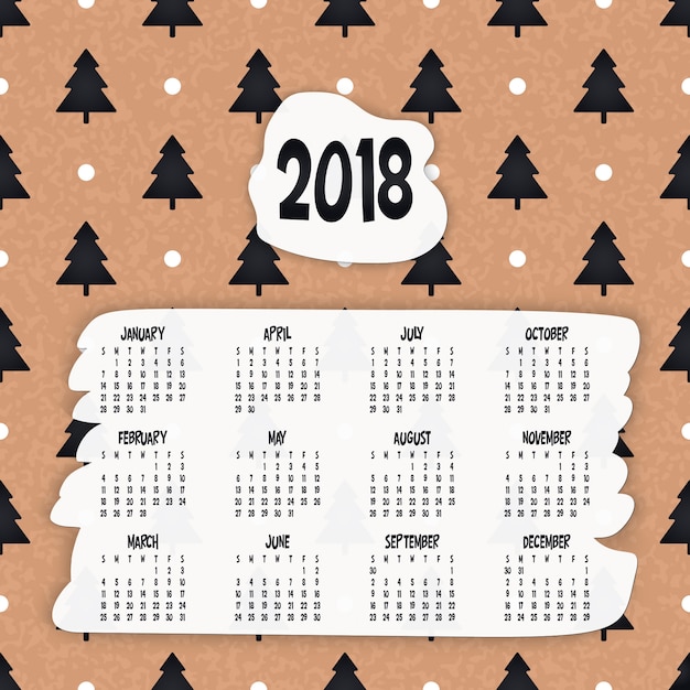 2018 календарь. Его можно использовать для WEB или для печати.