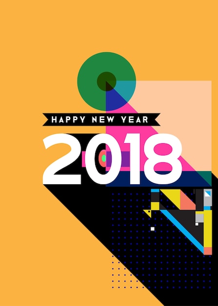 Vector 2018 calendar template with geometric colorful design illustration