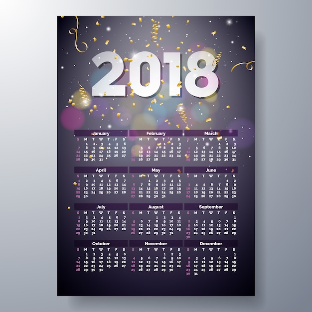 Vector 2018 calendar template