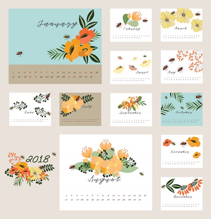 Vector 2018年の花暦