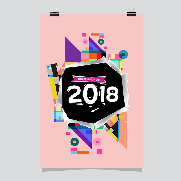 Vector 2018 kalender sjabloon met geometrische kleurrijke ontwerp illustratie