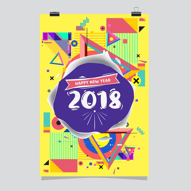 Vector 2018 kalender sjabloon met geometrische kleurrijke ontwerp illustratie