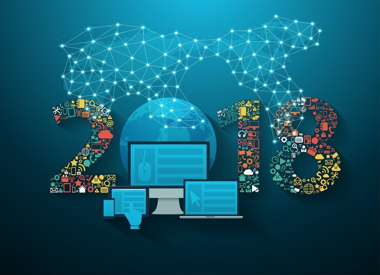 वेक्टर 2018 new year business application icons