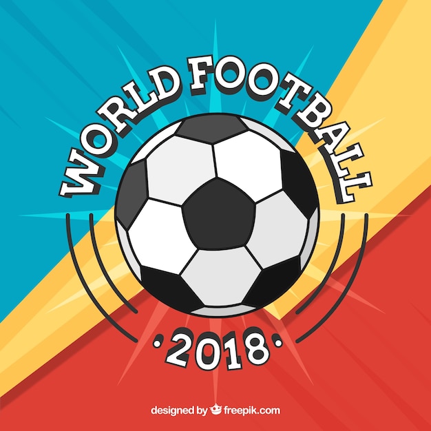 Coppa del mondo di calcio 2018 sfondo in stile piatto Vettore Premium