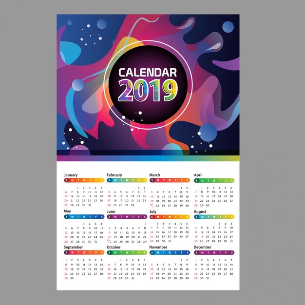 2019 calendario astratto