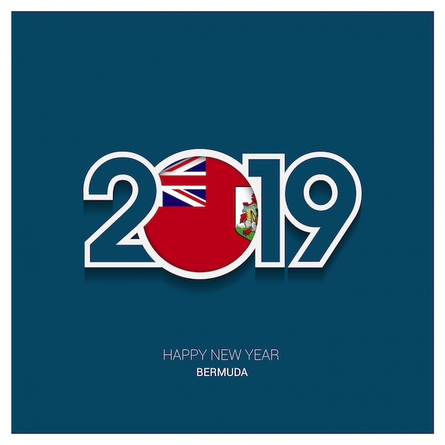 2019 Bermuda Typography, Happy New Year Background