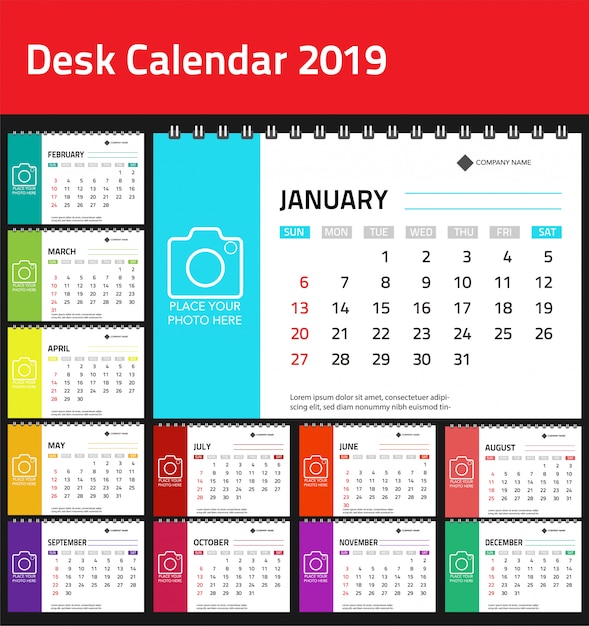 2019 Calendar design template