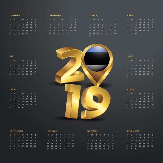 Modello di calendario 2019