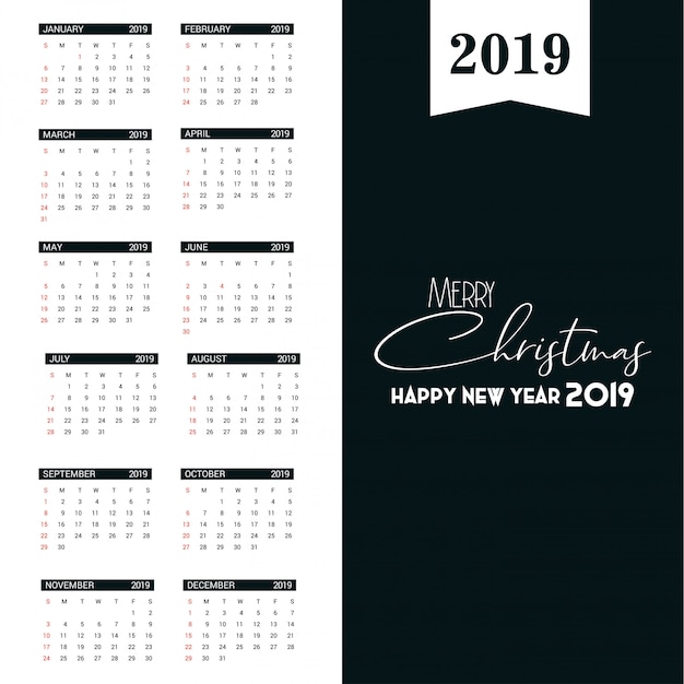 2019 calendar template