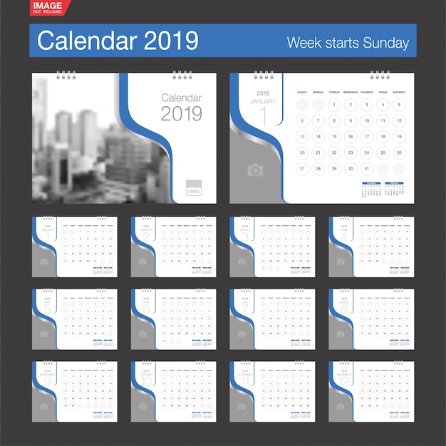 2019 Calendar. 