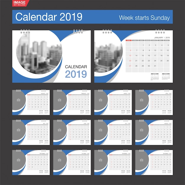 Vector 2019 calendar.