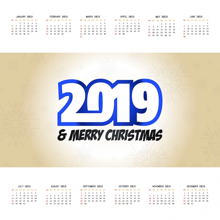 वेक्टर 2019 christmas calendar design vector