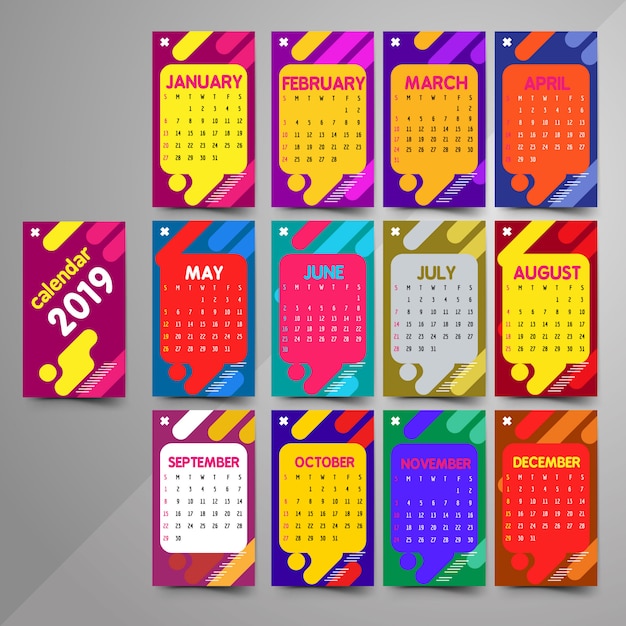 2019 Colorful Calendar