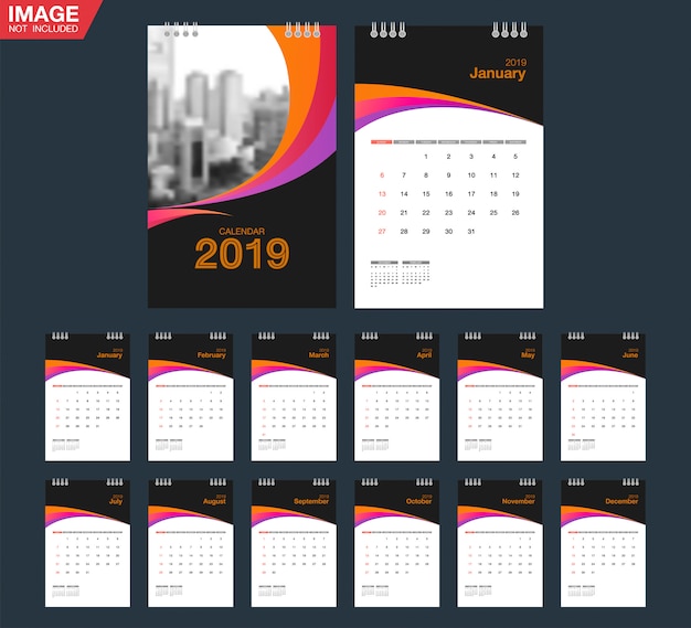 2019卓上カレンダー。