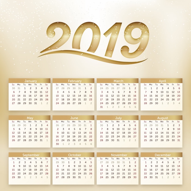 2019 golden calendar