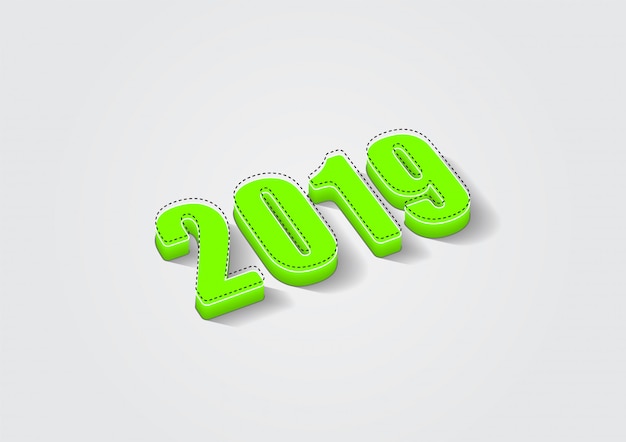 Vettore 2019 design di carta felice anno nuovo.