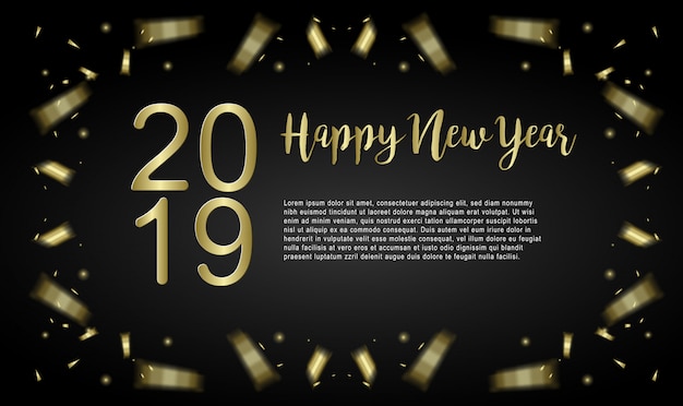 2019 happy new year greeting card template