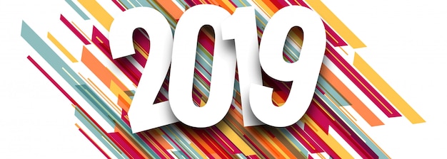 Vector 2019 happy new year kleurrijke viering banner