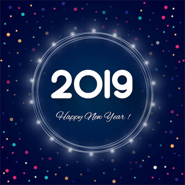 2019 happy new year text colorful shiny background