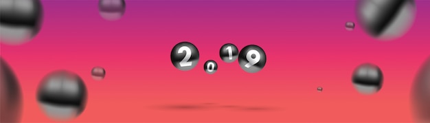 2019 happy new year with color christmas balls or abstract balls or bubbles