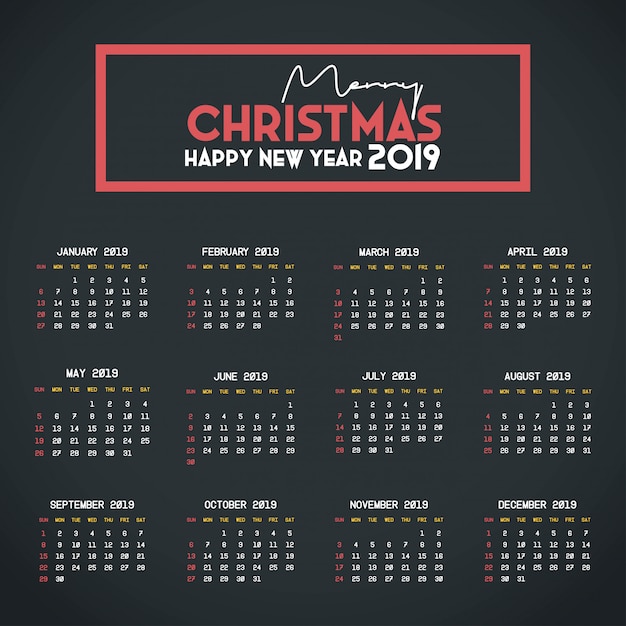 2019 kalendersjabloon