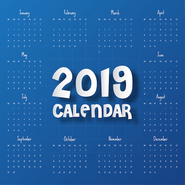 Vettore 2019 modello di calendario moderno