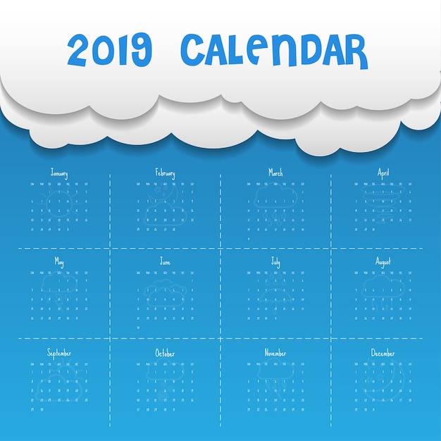 Vector 2019 modern calendar template