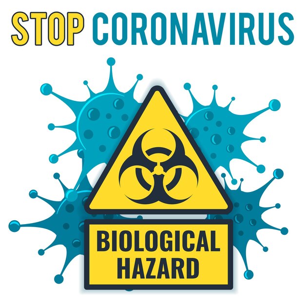 2019-nCoV virus strain with Biological Hazard sign. quarantine from Wuhan coronavirus. pandemic coronavirus outbreak in China. isolated vector illustration