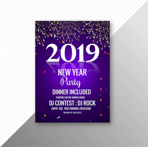 Vector 2019 new year party  brochure celebration design template