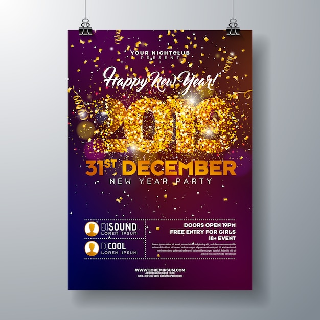 Vector 2019 new year party celebration poster template