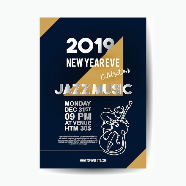 2019ジャズ音楽コンサートのベクトルのための新しい年のポスターテンプレート