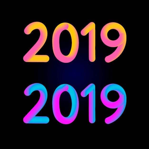 2019 text font with gradient style