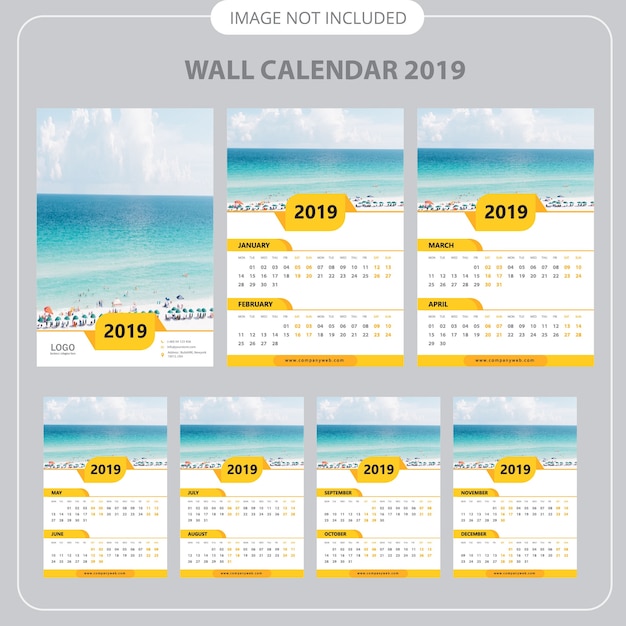 Modello di calendario calendario parete 2019